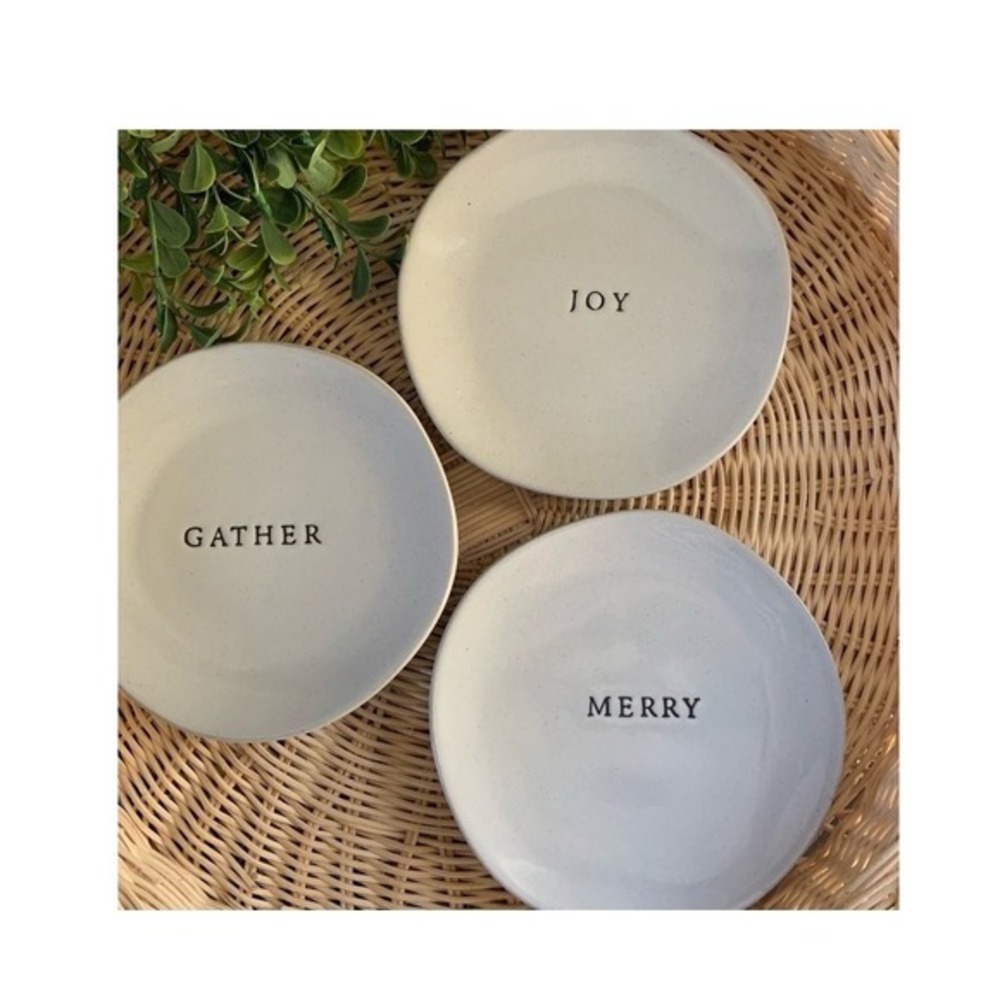 HEARTH & HAND With Magnolia Stoneware Appetizer Plates Set Of 3 Gather Joy Merry